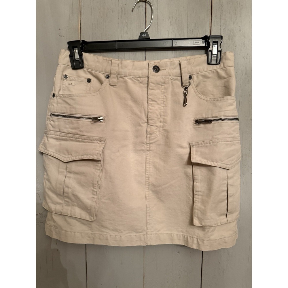 MARC JACOBS Womens Cargo‎ Mini Skirt Sz-8 Tan Chino Zip Pockets Utility